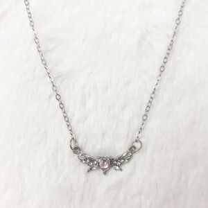 5/$25 🩷 Delicate Pink Crystal Wing Necklace